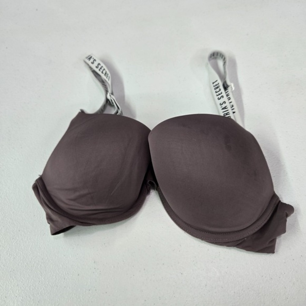 Victorias Secret Women Bra 34C Gray Solid  T Shirt Push‎ Full Coverage READ